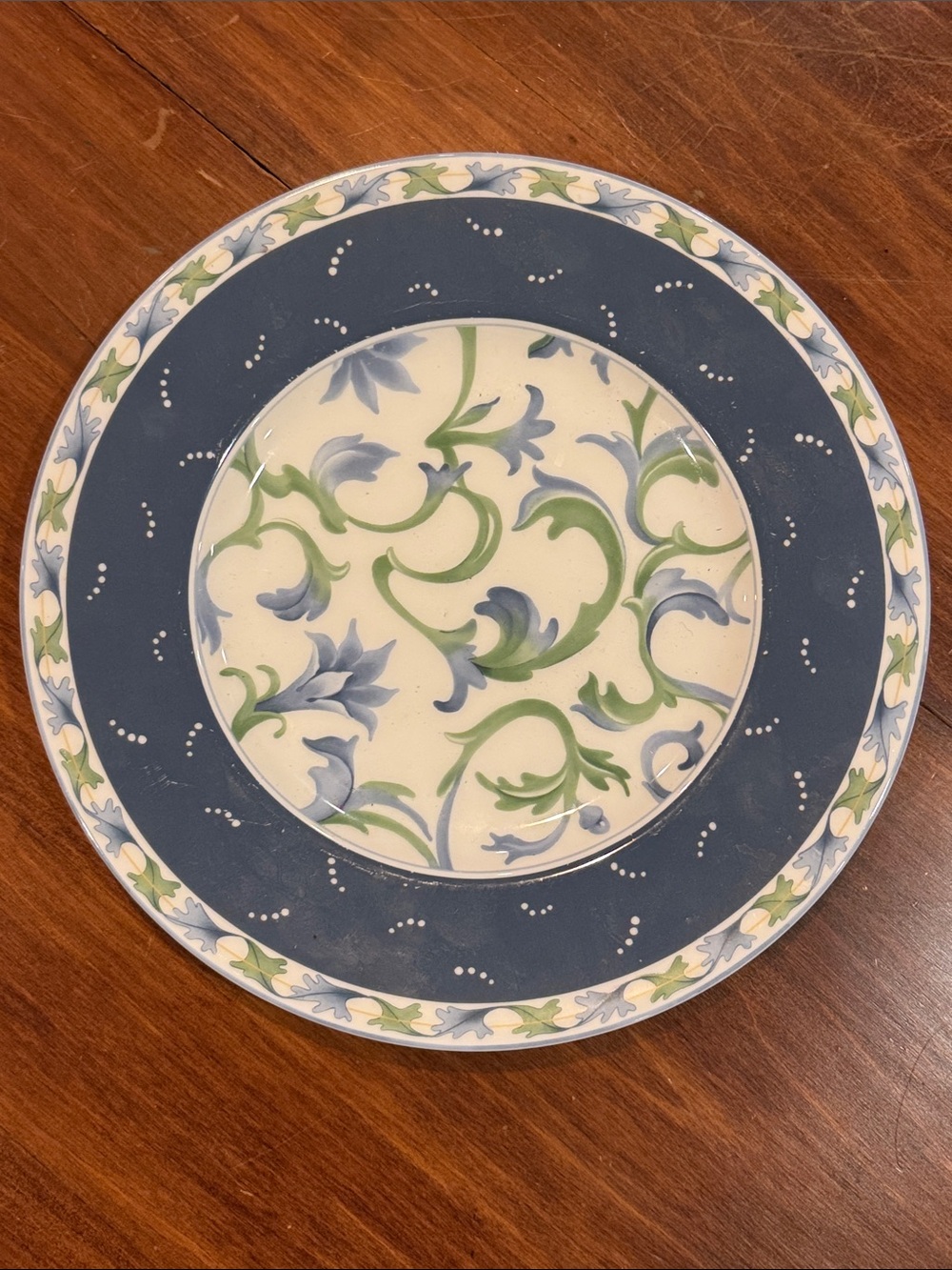 NWT Fitz Floyd Alfresco Blue Scroll 9” Salad Plate Blue White Classic Choices